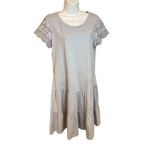 Peppermint Light Blue Ruffle Bottom Knee Length Dropped Waist Shift Dress Sz L